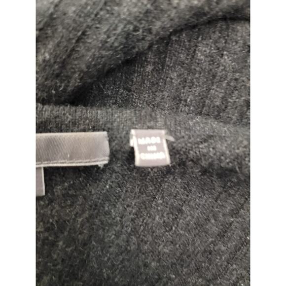 VINCE. Sweater Top Womens Sz S 100% Cashmere Asymmetric Rib Short Sleeves Gray - Picture 10 of 12